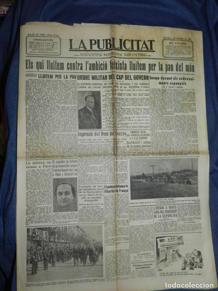Military Antiques: (M) LA PUBLICITAT 29 OCTUBRE 1936 ELS QUI LLUITEM CONTRA FEIXITES LLUITEM PER LA PAU