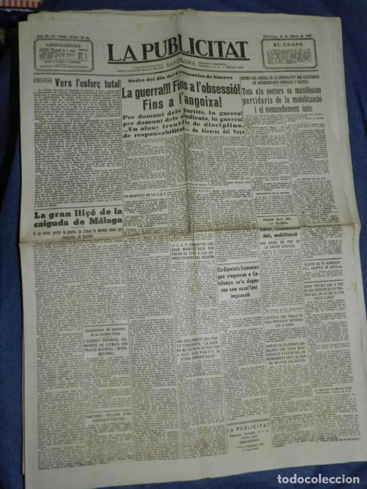 Militaria: (M) LA PUBLICITAT 11 FEBRER 1937 COMISSARIAT DE GUERRA PER DAMUNT DELS SINDICATS, LA GUERRA
