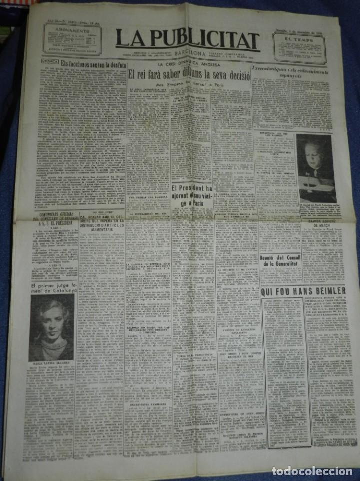 Militaria: (M) LA PUBLICITAT 5 DESEMBRE 1936 PRIMER JUTGE FEMEN&Iacute; A CATALUNYA MAR&Iacute;A LLUISA ALGARRA
