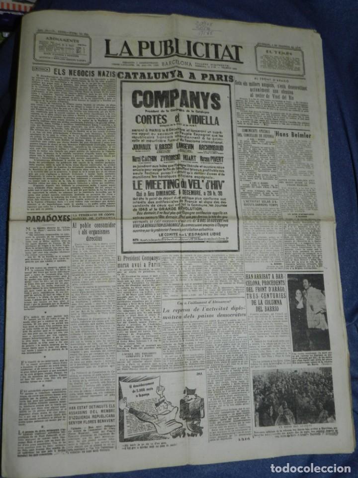 Militaria: (M) LA PUBLICITAT 4 DESEMBRE 1936 CATALUNYA A PARIS COMPANYS PRESIDENT DE CATALUNYA