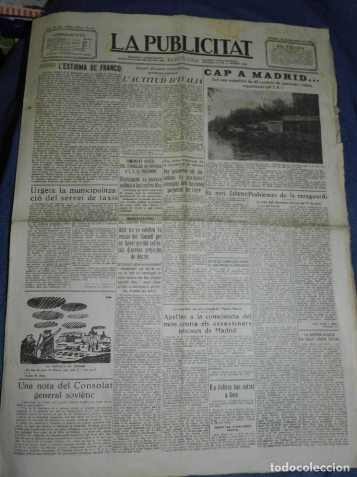 Militaria: (M) LA PUBLICITAT 28 NOVEMBRE 1936 CAP A MADRID 40 CAMIONS DE QUEVIURES I ROBES ORGANITZADA PEL SRI