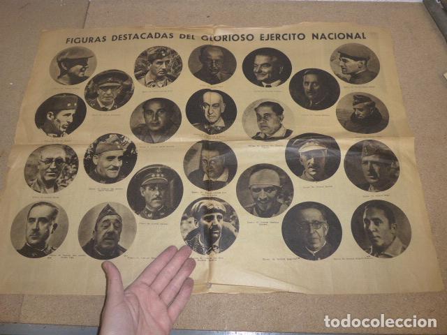 Militaria: Antiguo diario tipo cartel de guerra civil, generales destacados del ejercito nacional., abril 1939