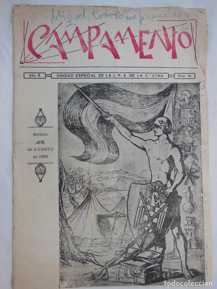 Militaria: CAMPAMENTO. A&ntilde;o X Unidad Especial de la IPS de la 2&ordf; Zona. N&uacute;m 66. Ronda 25 agosto 1953