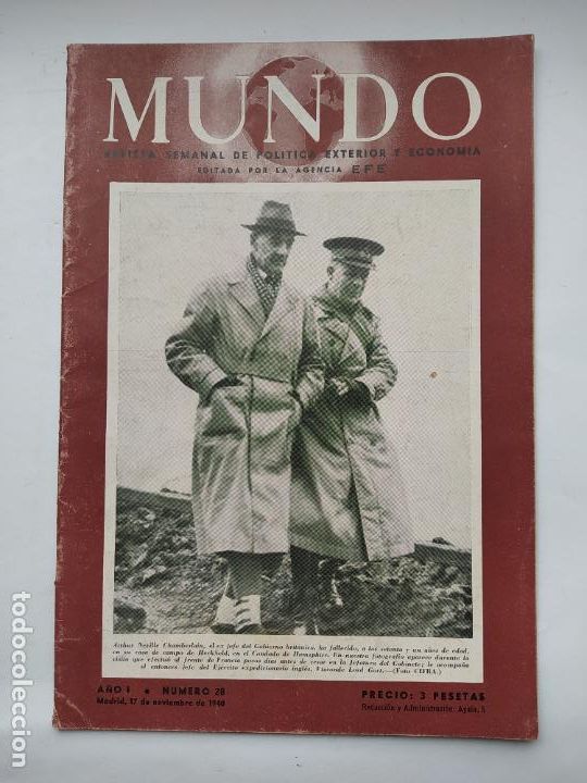Militaria: REVISTA MUNDO. POL&Iacute;TICA EXTERIOR Y ECONOM&Iacute;A. A&Ntilde;O I. N&Uacute;MERO 28. 17 DE NOVIEMBRE DE 1940. TDKC106