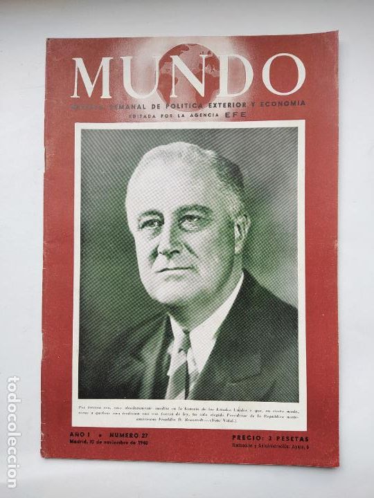 Militaria: REVISTA MUNDO. POL&Iacute;TICA EXTERIOR Y ECONOM&Iacute;A. A&Ntilde;O I. N&Uacute;MERO 27. 10 DE NOVIEMBRE DE 1940. TDKC106