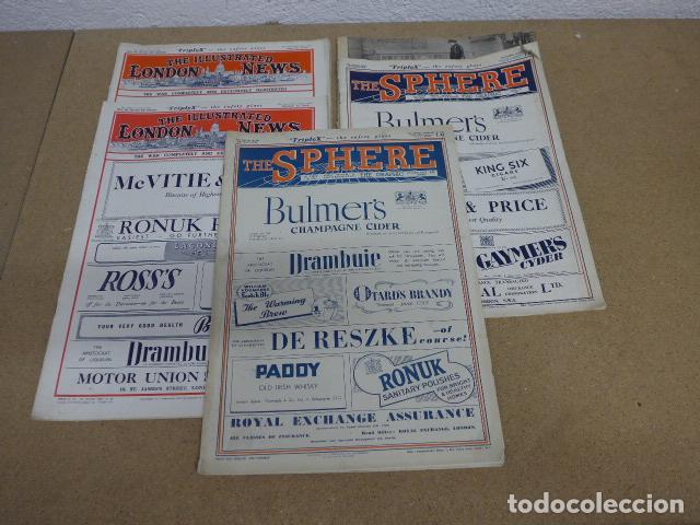 Militaria: Lote 4 antigua revista de II guerra mundial, the sphere y london news, de 1941 a 1943, originales.