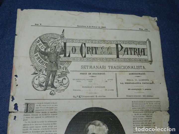 Military Antiques: (M65) DIARIO CARLISTA LO CRIT DE LA PATRIA SETMANARI TRADICIONALISTA, BARCELONA 1887 DR FELIU SARDA