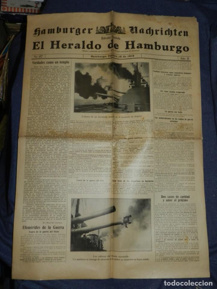 Military Antiques: (M) DIARIO EL HERALDO DE HAMBURGO N.67 A&Ntilde;O 1916 CA&Ntilde;ONES ACORAZADO ALEMAN EN EL MOMENTO DE DISPARAR