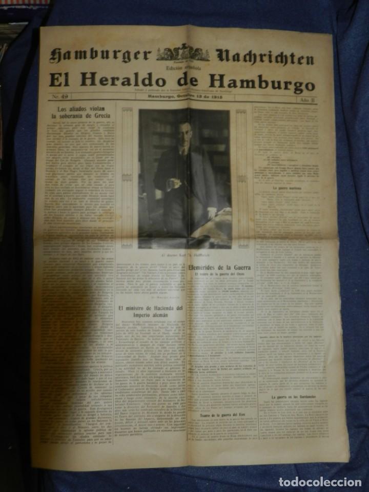 Military Antiques: (M65) DIARIO EL HERALDO DE HAMBURGO N.49 A&Ntilde;O 1915 EL DOCTOR KARL TH HELFFERICH