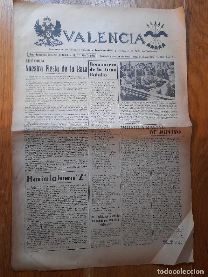 Militaria: Peri&oacute;dico de Falange Guerra Civil 1937 editado en San Sebasti&aacute;n por los valencianos Valencia requet&eacute;