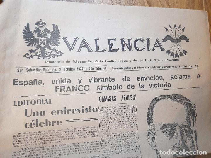 Militaria: Lote 5 peri&oacute;dicos de Falange de Valencia en San Sebasti&aacute;n Guerra civil Requet&eacute; 1937