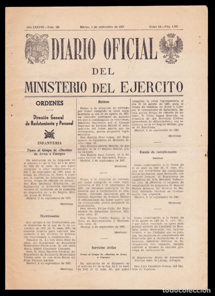 Militaria: *** IMPECABLE DIARIO OFICIAL DEL MONOSTERIO DEL EJERCITO. 5 SEPTIEMBRE 1967 ***
