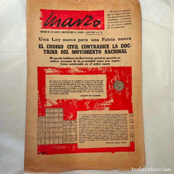 Military Antiques: Periodico Marzo. Organo de los grupos universitarios de Falange. n16. Mayo 1962