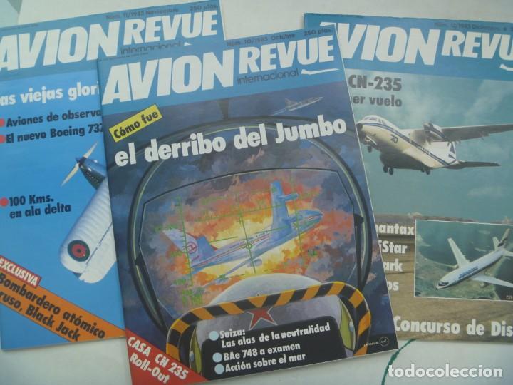 Military Antiques: LOTE DE 3 REVISTAS DE AVIACION : AVION REVUE INTERNACIONAL. 1983: CASA CN-235 , DERRIBO DEL JUMBO, E