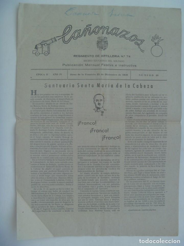 Military Antiques: CA&Ntilde;ONAZOS , PUBLICACION DEL REGIMIENTO DE ARTILLERIA N&ordm; 74. JEREZ DE LA FRONTERA , DICIEMBRE 1948