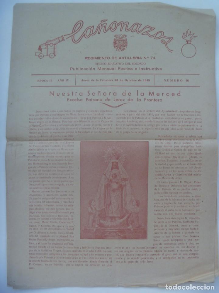 Military Antiques: CA&Ntilde;ONAZOS, PUBLICACION DEL REGIMIENTO DE ARTILLERIA N&ordm; 74. JEREZ FRONTERA, OCTUBRE 1948. LA MERCED