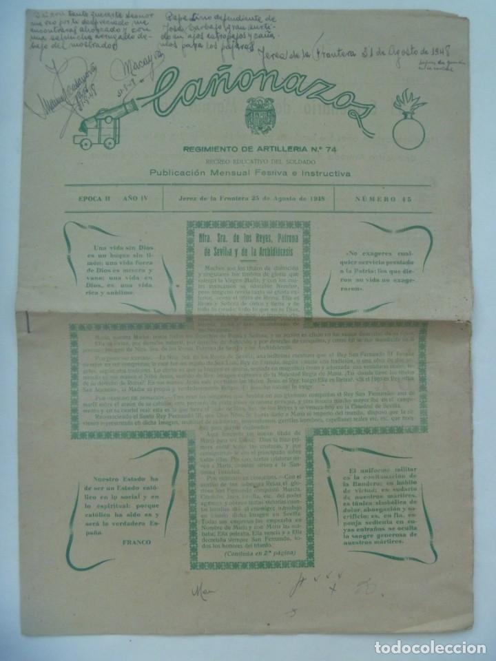 Military Antiques: CA&Ntilde;ONAZOS , PUBLICACION DEL REGIMIENTO DE ARTILLERIA N&ordm; 74. JEREZ DE LA FRONTERA , AGOSTO 1948