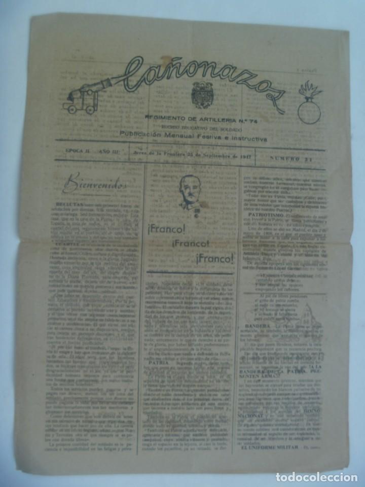 Militaria: CA&Ntilde;ONAZOS , PUBLICACION DEL REGIMIENTO DE ARTILLERIA N&ordm; 74. JEREZ DE LA FRONTERA , SEPTIEMBRE 1947