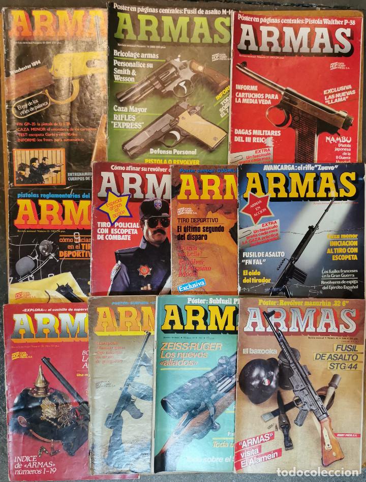Militaria: REVISTA ARMAS 10 14 15 18 20 40 45 + Soldier Raids 30 36 A&Ntilde;OS 80. CON POSTER CENTRALES.