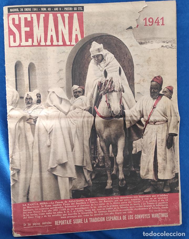 Militaria: Antigua Revista Semana , Madrid 28 Enero 1941 . Rotura en esquina superior derecha