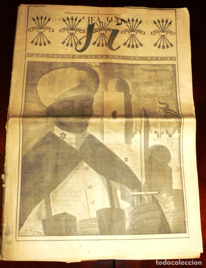 Militaria: ANTIGUO PERIODICO SI, SUPLEMENTO SEMANAL DE ARRIBA - 18 DE JULIO DE 1942, NUM. 29, CAMPA&Ntilde;AS MILITARE