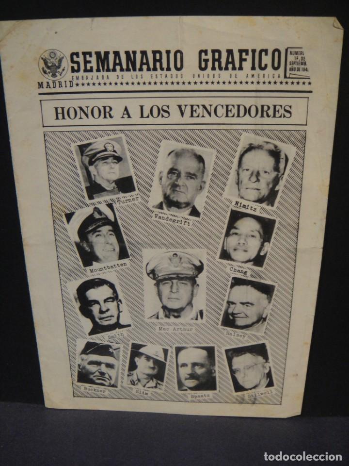Militaria: semanario grafico n&ordm; 112 , 17 de septiembre de 1945 - embajada de los ee. uu en madrid