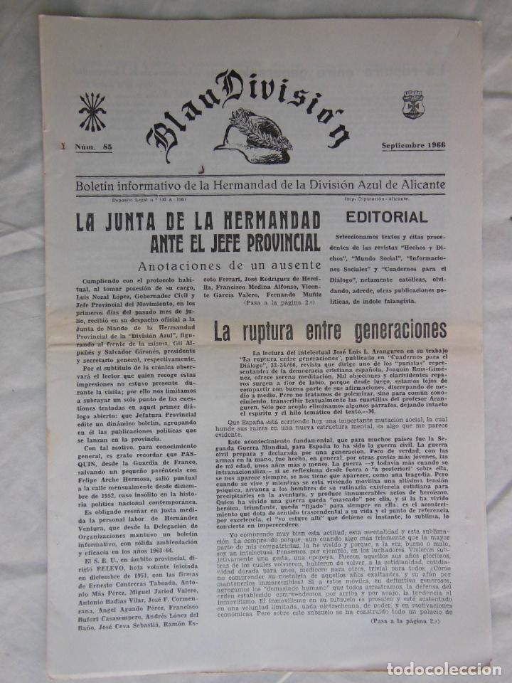 Militaria: BLAU DIVISI&Oacute;N. Bolet&iacute;n Informativo de la Hermandad de la Divisi&oacute;n Azul de Alicante. Septiembre 1966