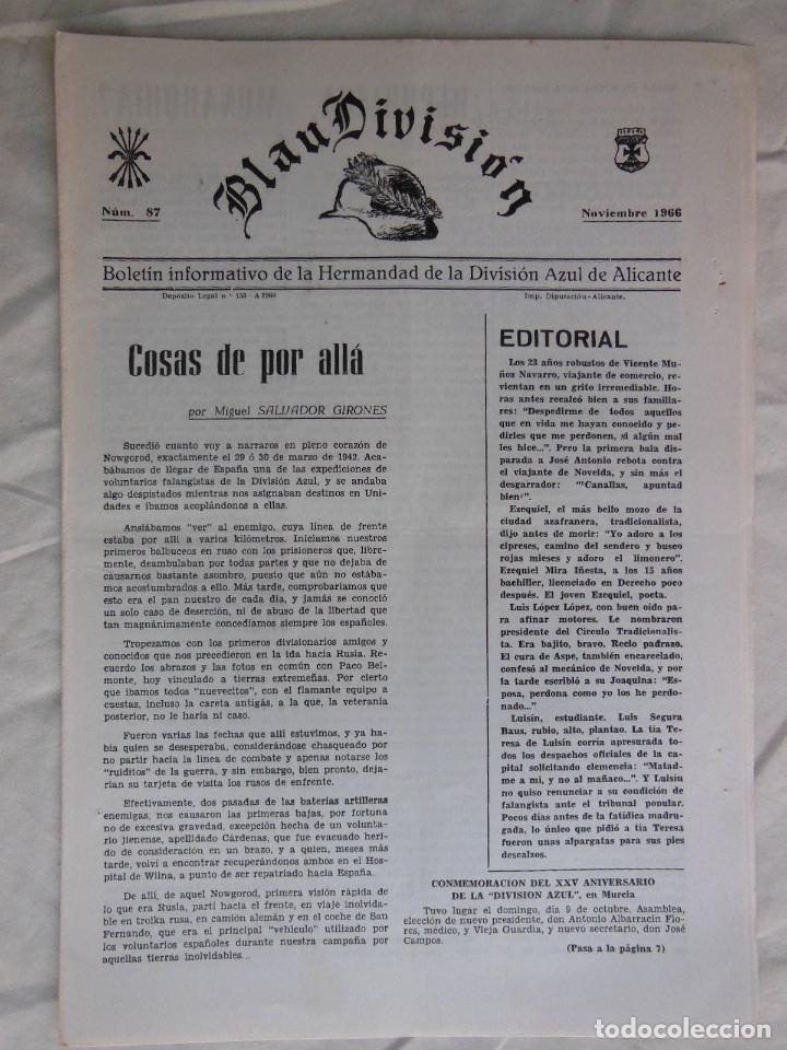 Military Antiques: BLAU DIVISI&Oacute;N. Bolet&iacute;n Informativo de la Hermandad de la Divisi&oacute;n Azul de Alicante. Noviembre 1966