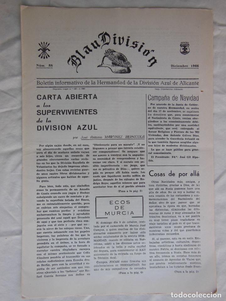 Military Antiques: BLAU DIVISI&Oacute;N. Bolet&iacute;n Informativo de la Hermandad de la Divisi&oacute;n Azul de Alicante. Diciembre 1966