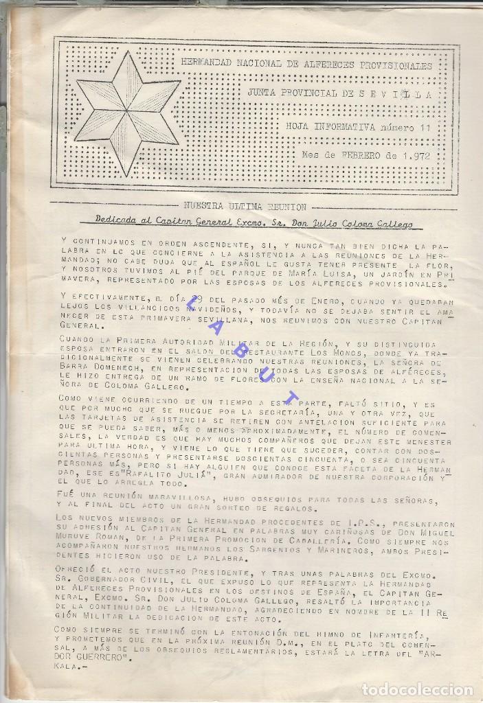 Military Antiques: SEVILLA HERMANDAD ALFERECES PROVISIONALES 11 1972 3 HOJAS U67