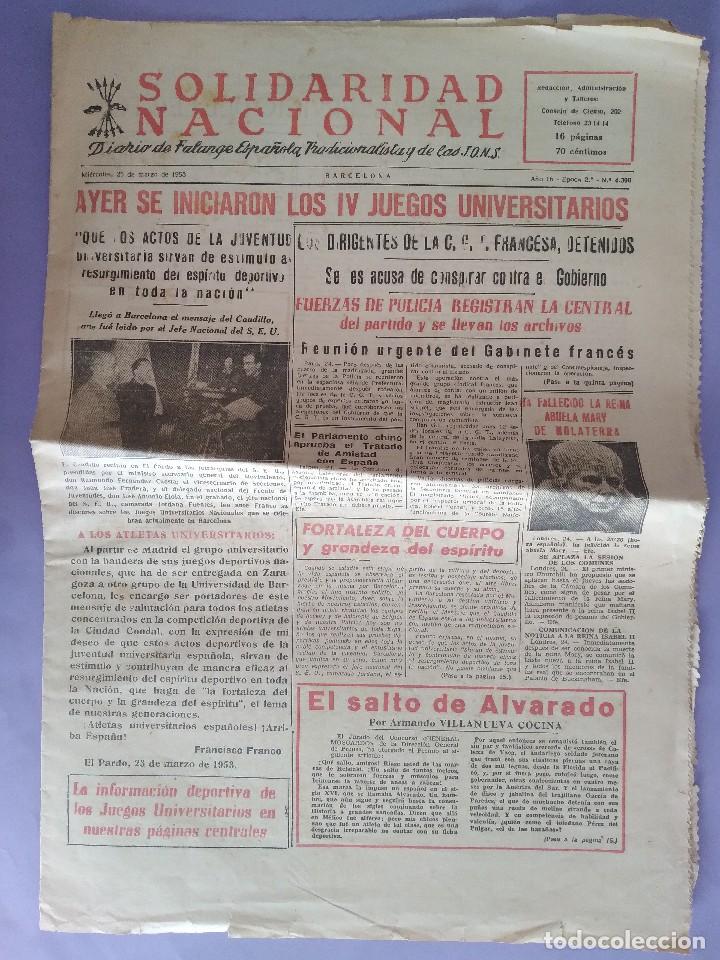 Militaria: DIARIO FALANGE SOLIDARIDAD NACIONAL MARZO 1953 MUERE REINA ABUELA MERY DE INGLATERRA