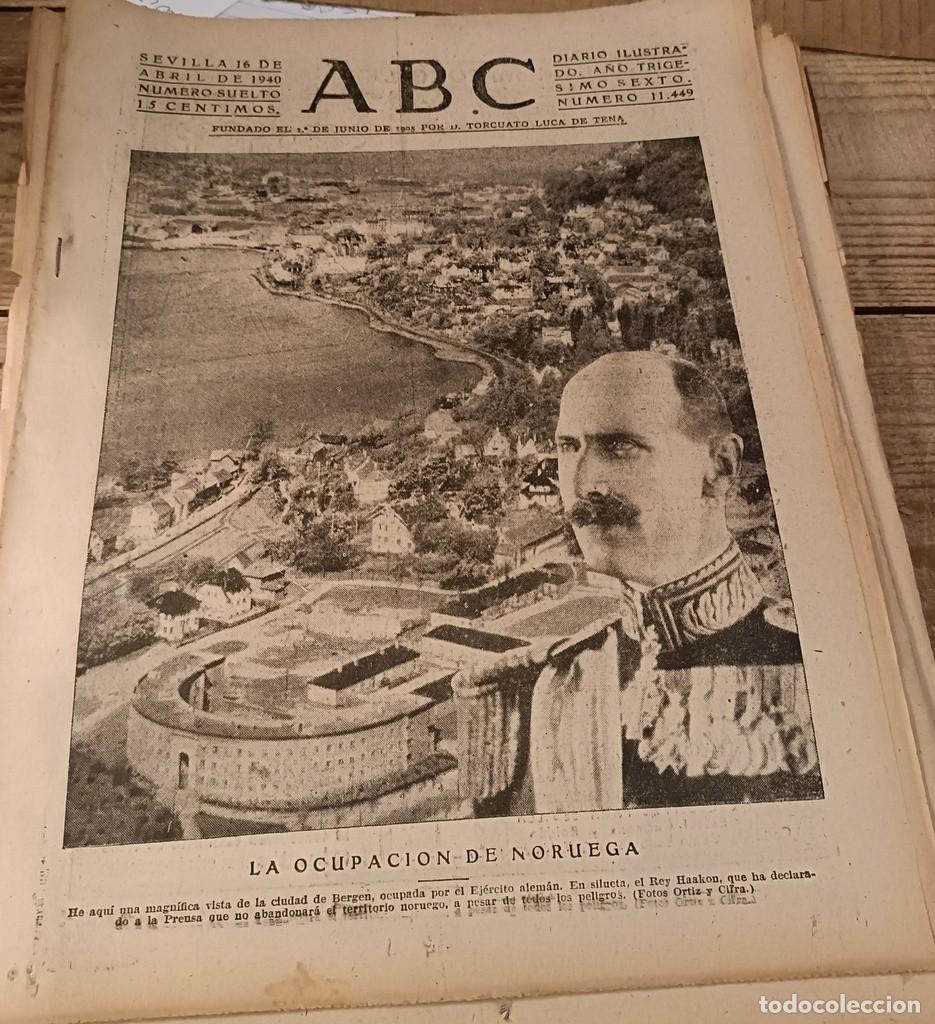 Militaria: ABC SEVILLA, 16 ABRIL 1940, WWII, OCUPACION DE NORUEGA, ETC...15 PAGINAS