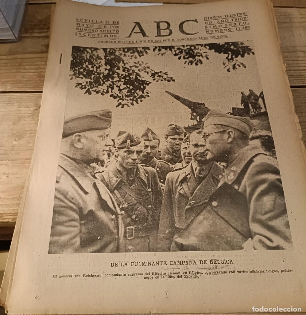 Militaria: ABC SEVILLA, 31 MAYO 1940, WWII, DUNQUERQUE, BELGICA,ETC...11 PAGINAS