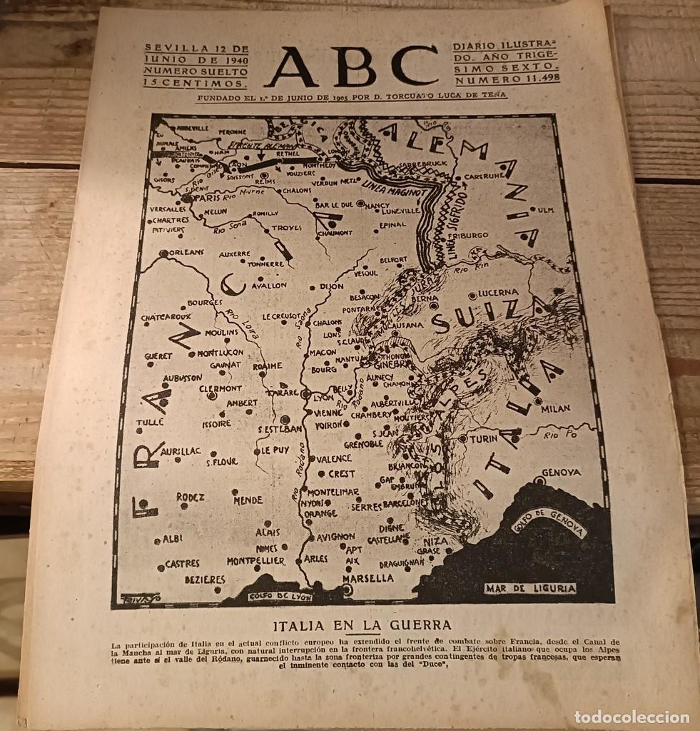 Militaria: ABC SEVILLA, 12 JUNIO 1940, WWII, LA MARCHA SOBRE PARIS, ETC,,7 PAGINAS
