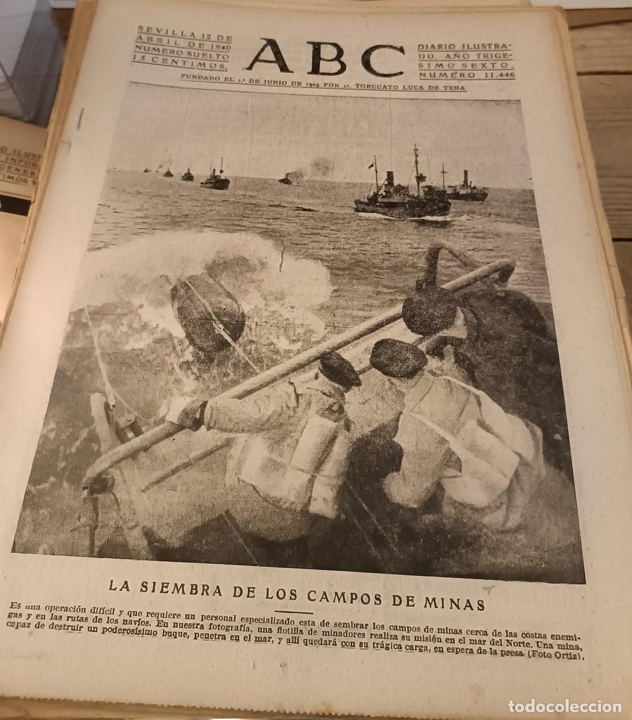 Militaria: ABC SEVILLA 12 ABRIL 1940, WWII, LA GUERRA EN NORUEGA, ETC..15 PAGINAS