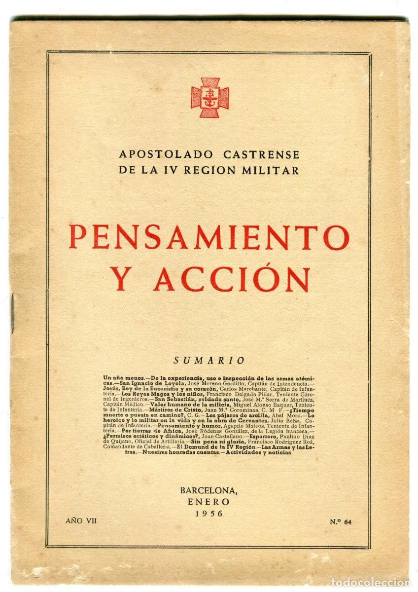Military Antiques: APOSTOLADO CASTRENSE DE LA IV REGION MILITAR PENSAMIENTO Y ACCION N 64 BARCELONA ENERO DE 1950