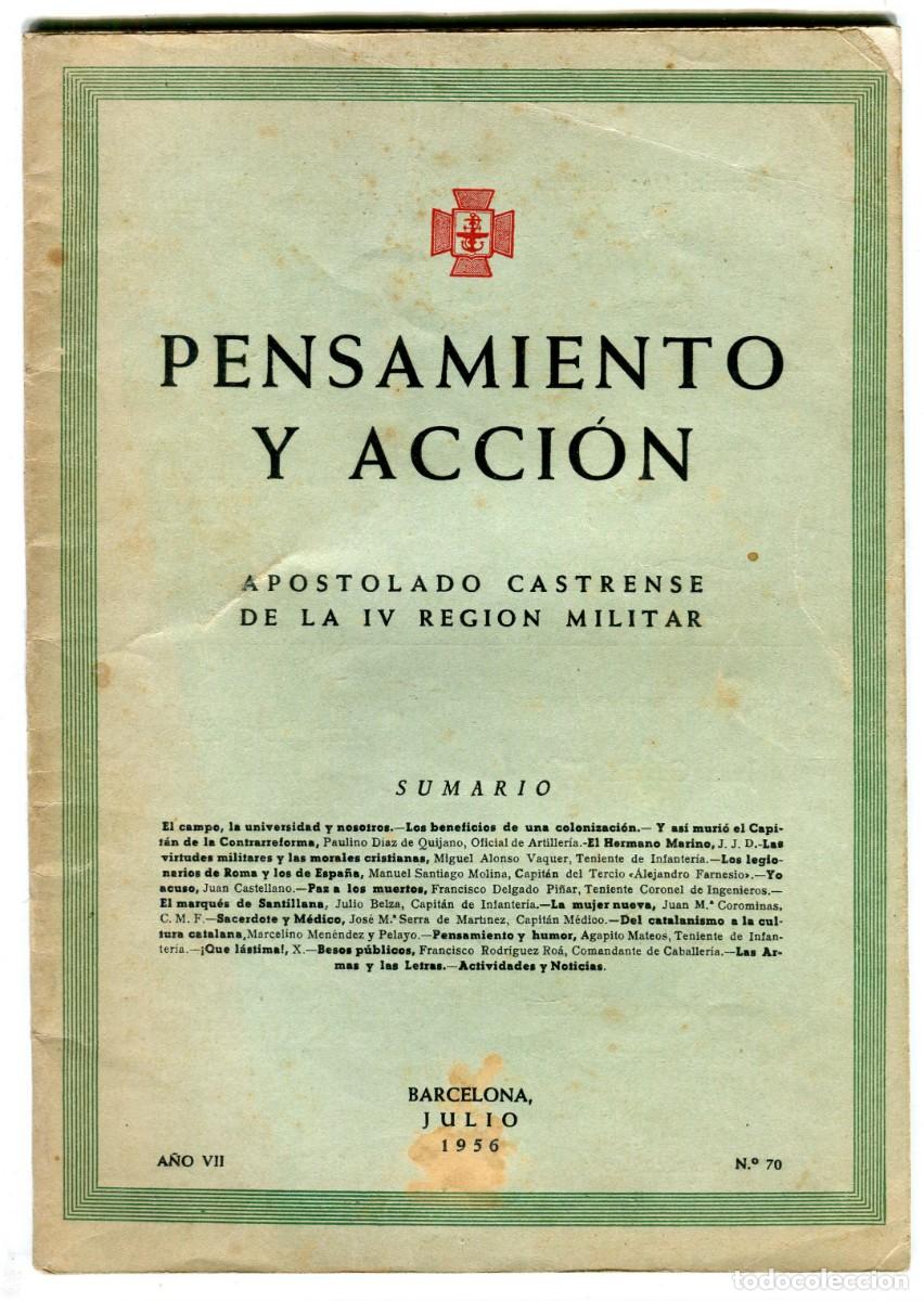 Military Antiques: APOSTOLADO CASTRENSE DE LA IV REGION MILITAR PENSAMIENTO Y ACCION N 70 BARCELONA JULIO DE 1950