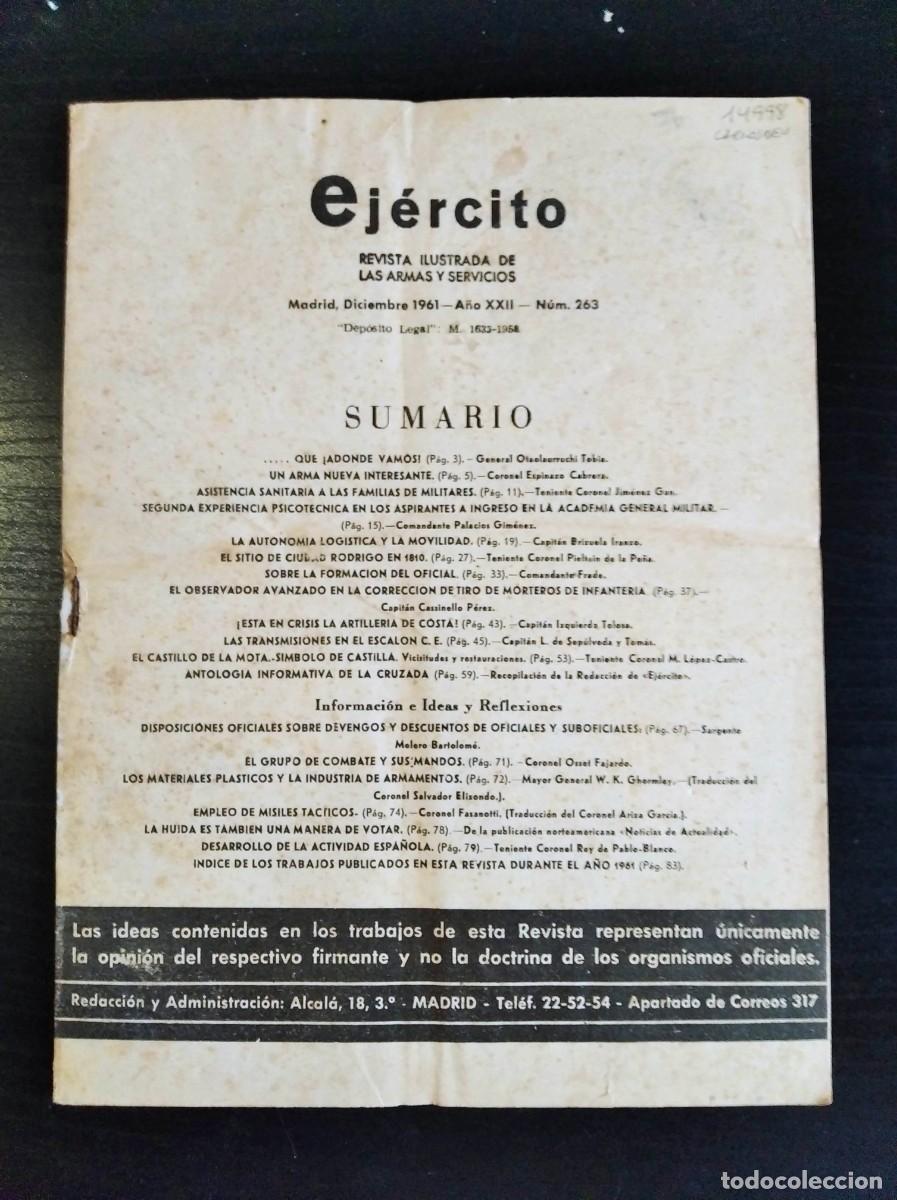 Militaria: REVISTA EJ&Eacute;RCITO. REVISTA ILUSTRADA DE LAS ARMAS Y SERVICIOS. N&ordm; 263. A&Ntilde;O 1961. LEER