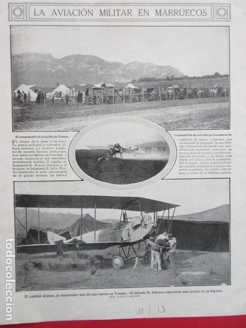 Military Antiques: ARTICULO 1913 - LA AVIACION MILITAR EN MARRUECOS TETUAN - EMPERADOR GUILERMO ALEMANIA VICTORIA LUISA