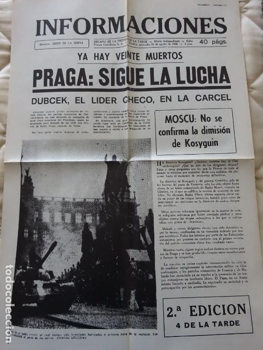 Militaria: INVASI&Oacute;N CHECOSLOVAQUIA URSS 1968. EN PORTADAS PERI&Oacute;DICOS ESPA&Ntilde;A, VOLUMEN 9 FACSIMIL 7