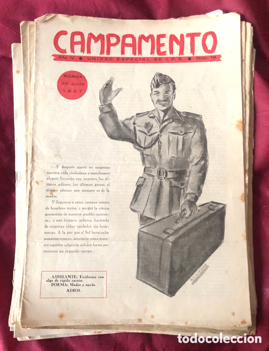 Military Antiques: CAMPAMENTO - UNIDAD ESPECIAL DE I.P.S.-LOTE DE 14 NUMEROS.