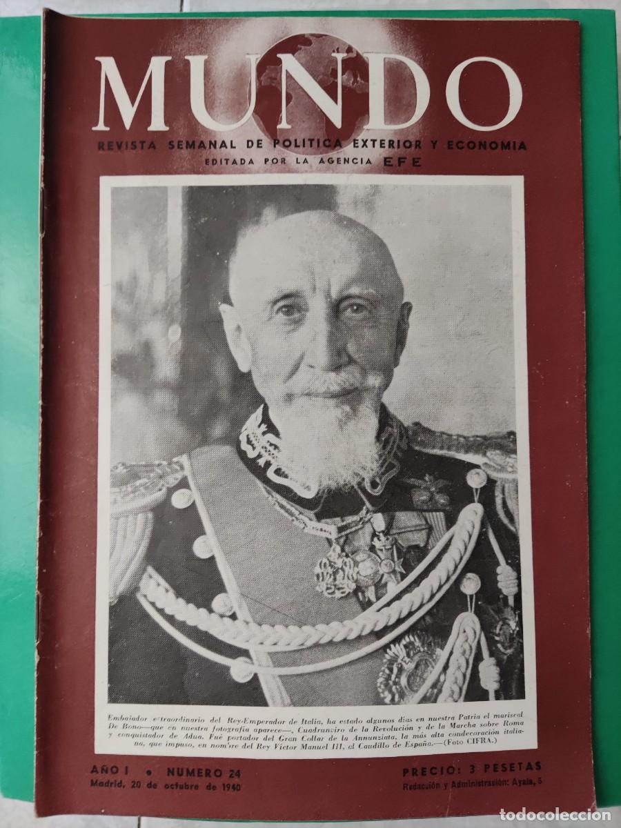Military Antiques: MUNDO.Revista Semanal de Pol&iacute;tica Exterior. A&ntilde;o I. n⁰24. 1940. Impecable