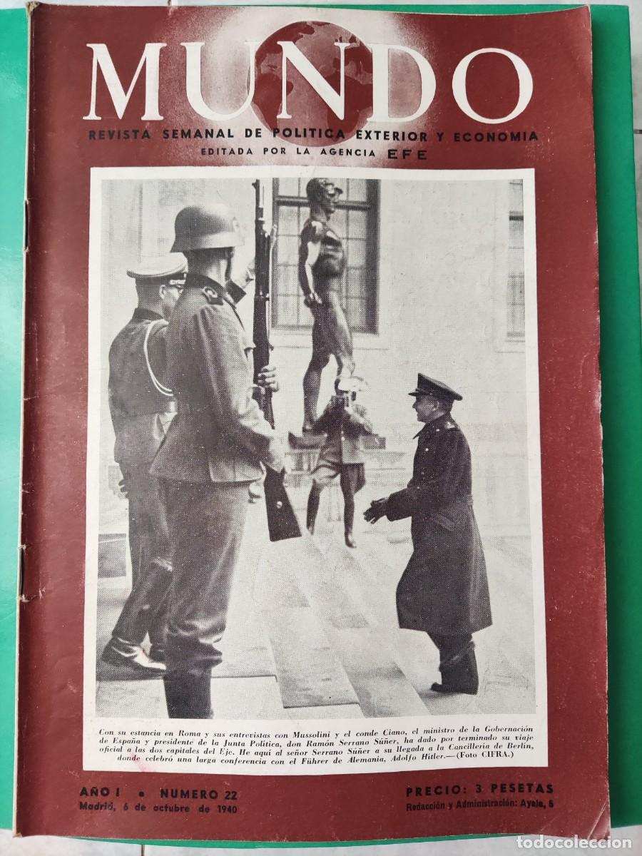Military Antiques: MUNDO.Revista Semanal de Pol&iacute;tica Exterior. A&ntilde;o I. n⁰22. 1940