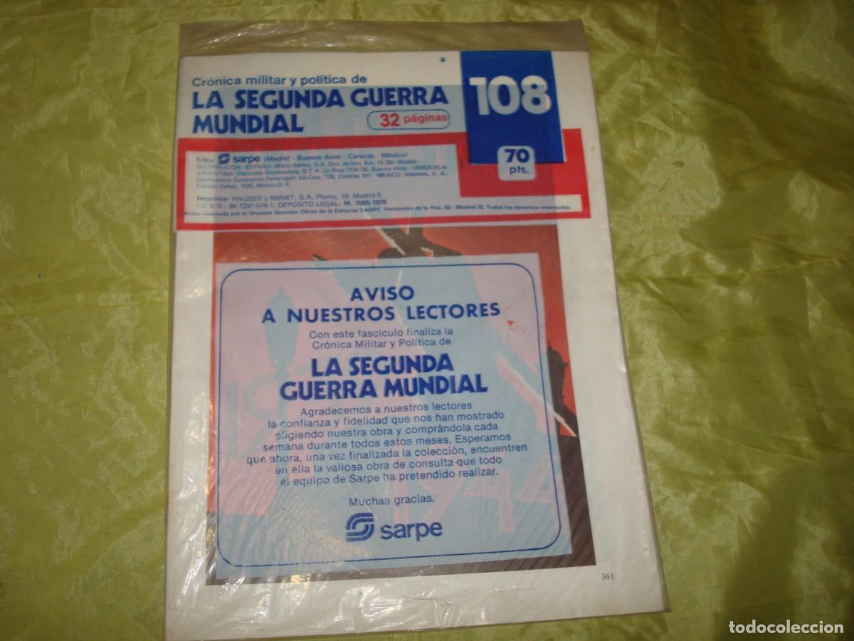 Militaria: CRONICA MILITAR Y POLITICA DE LA SEGUNDA GUERRA MUNDIAL. FASCICULO 108. SARPE, 1978