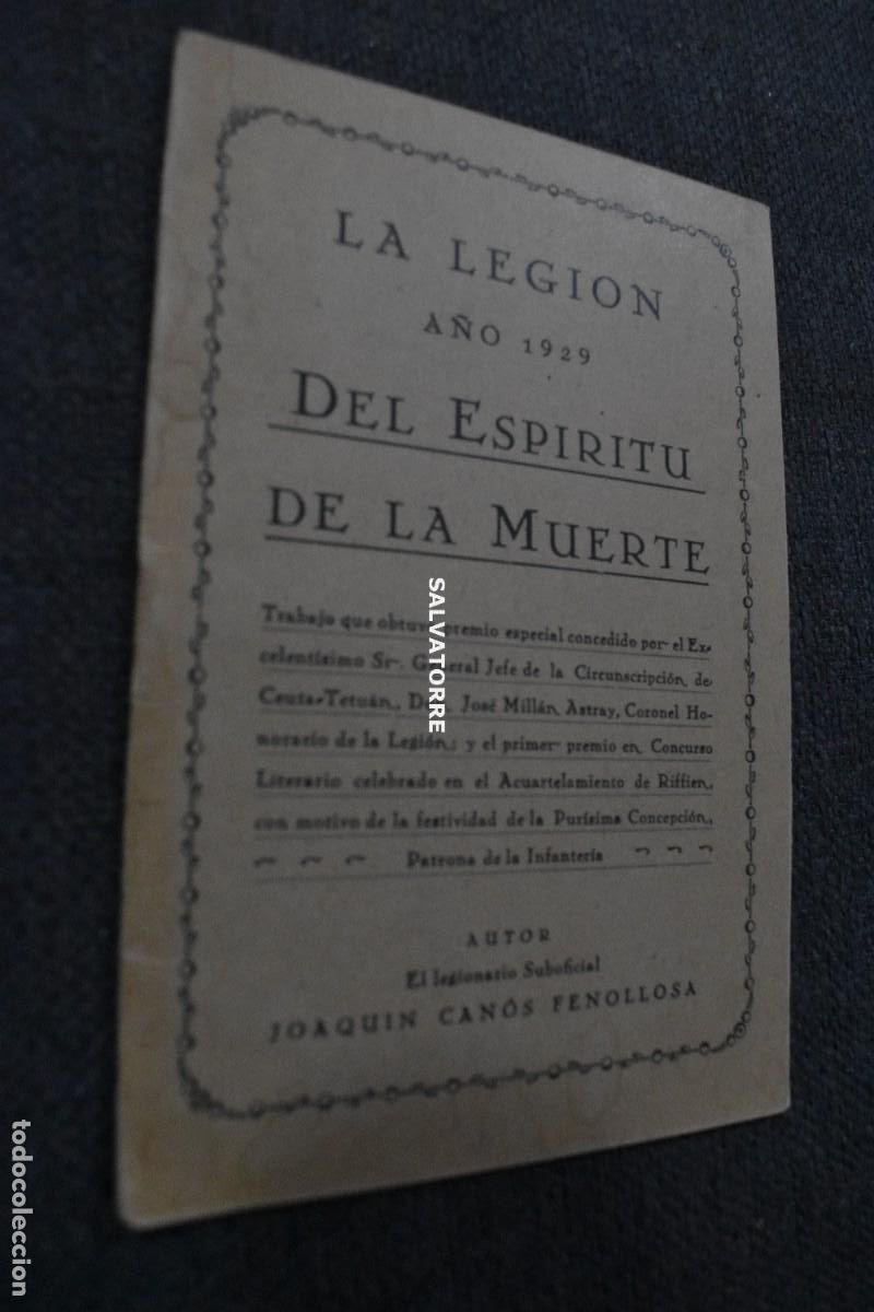 Militaria: LA LEGION A&Ntilde;O 1929 DEL ESPIRITU DE LA MUERTE PREMIO CONCURSO LITERARIO JOAQUIN CAN&Oacute;S FENOLLOSA, RARO