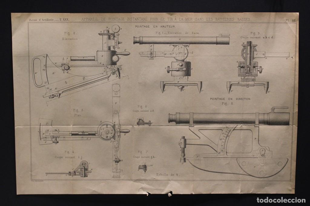Militaria: L&aacute;mina original de la revue de l' artillerie francaise. 1904.