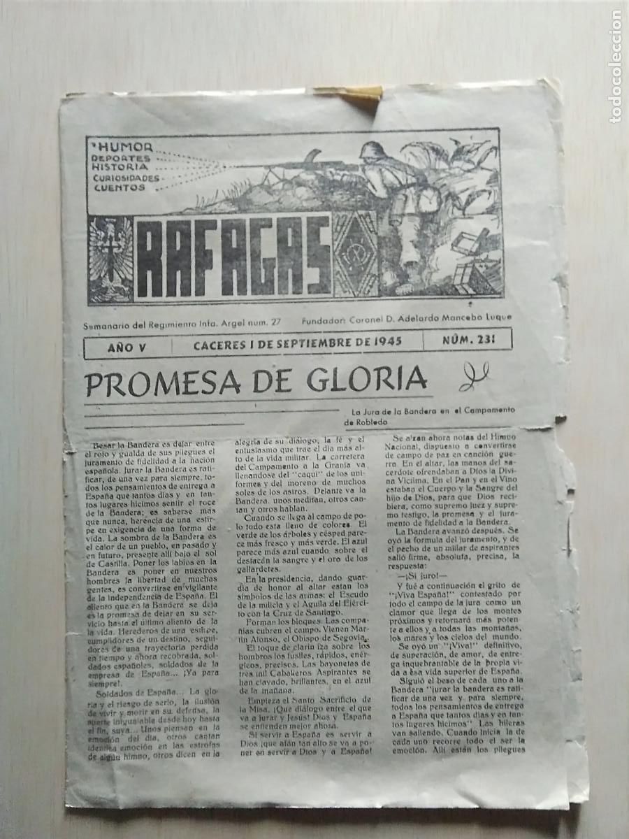Military Antiques: ANTIGUO SEMANARIO R&Aacute;FAGAS REGIMIENTO ARGEL N&Uacute;M 27 CACERES 1 SEPTIEMBRE 1945 N&ordm;231