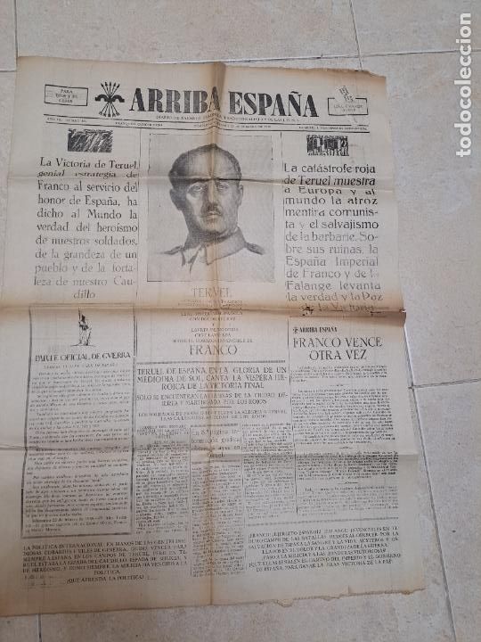Military Antiques: Periodico arriba espa&ntilde;a reconquista de teruel febrero 1938