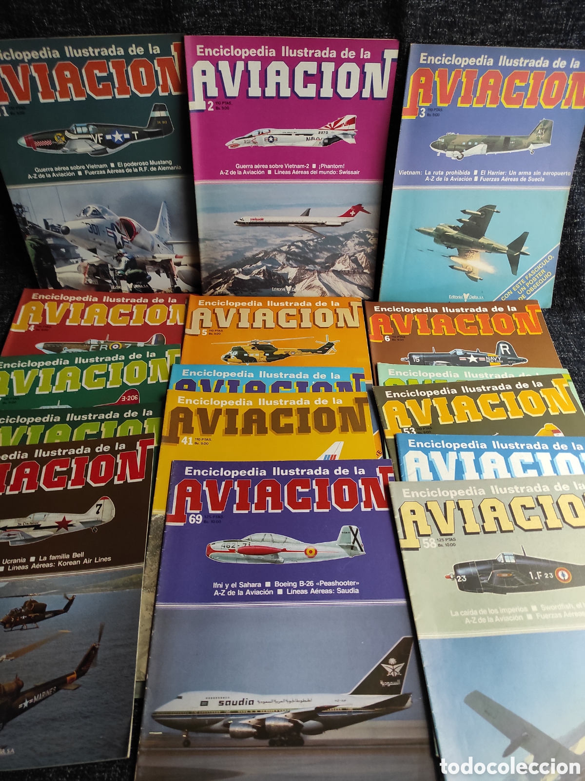 Military Antiques: ENCICLOPEDIA ILUSTRADA DE LA AVIACION - LOTE DE 16 FASCICULOS
