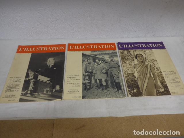 Military Antiques: Lote 3 antigua revista de Guerra civil: L'il.lustration francesa de 1938 todas, originales, Francia.